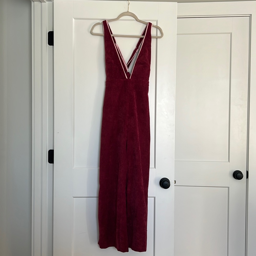 Bordeaux Corduroy Overall Romper